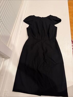 J. Crew Black Cap-Sleeve Midi Dress